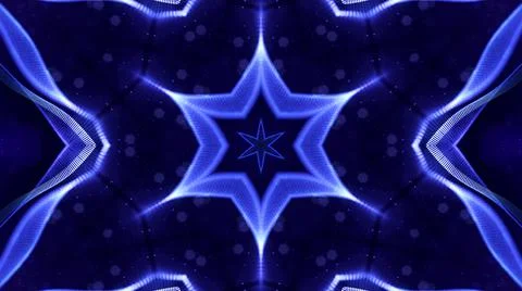 3d render. Blue motion design bg with symmetrical star pattern. Abstract sci-fi イラスト素材