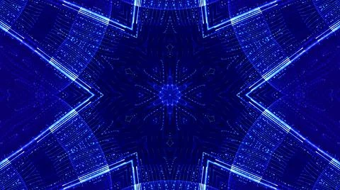 3d render. Blue motion design bg with symmetrical star pattern. Abstract sci-fi Illustrazione stock