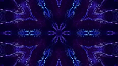 3d render. Blue motion design bg with symmetrical star pattern. Abstract sci-fi Illustrazione stock