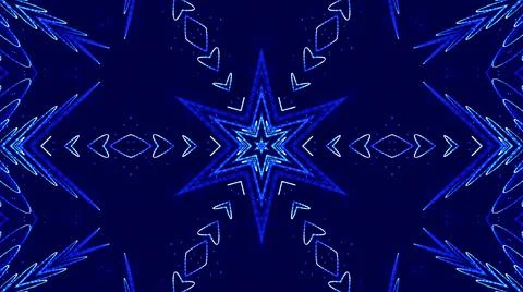 3d render. Blue motion design bg with symmetrical star pattern. Abstract sci-fi Stock Illustration