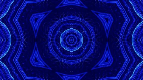 3d render. Blue motion design bg with symmetrical star pattern. Abstract sci-fi Stock Illustration