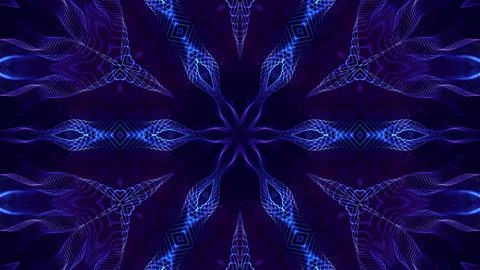 3d render. Blue motion design bg with symmetrical star pattern. Abstract sci-fi Stock Illustration