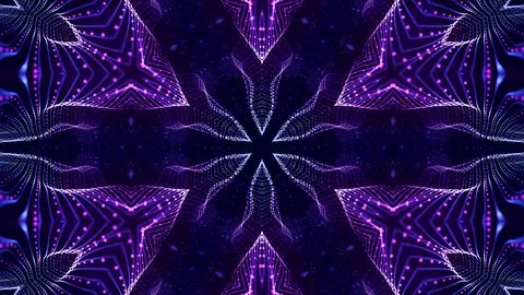 3d render. Blue motion design bg with symmetrical star pattern. Abstract sci-fi Illustrazione stock
