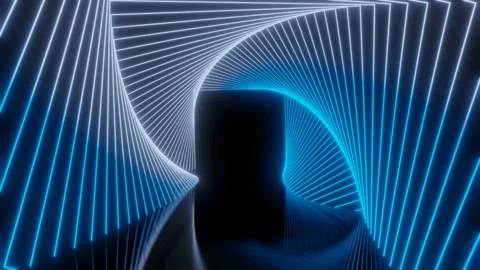 3d render, blue neon stripes abstract background motion animation Stock Footage 166411538