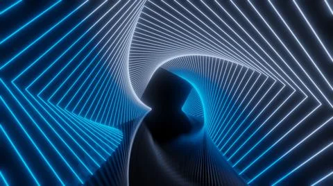 3D Render, Blue Neon Stripes Abstract Background Motion Animation Stock-Illustration