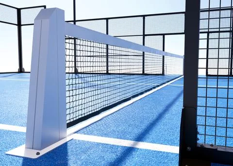 3D Render of Blue Pickleball or Padel Court on White Stock Illustration