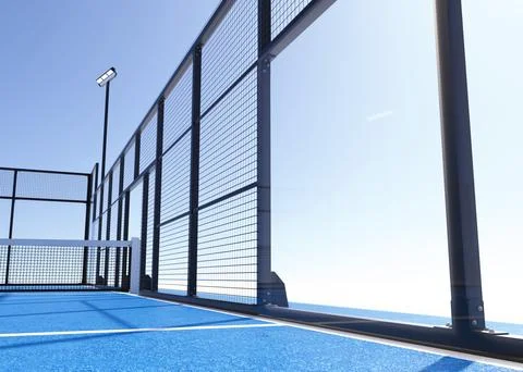3D Render of Blue Pickleball or Padel Court on White Stock Illustration