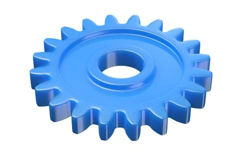 3D render of blue plastic gear isolated on white Stock Illustration