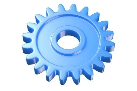 3D render of blue plastic gear isolated on white Stock Illustration