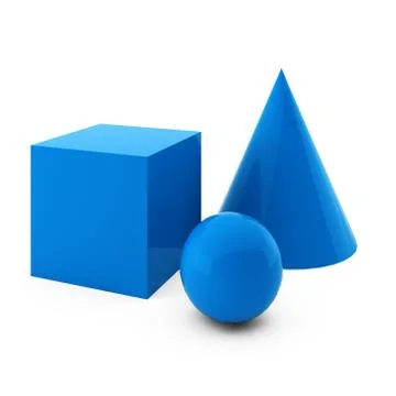 3d render of blue primitives isolated on white 库存插图