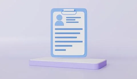 3D Render of a Blue Profile Form on a Pastel Purple Platform Modern Stockillustratie