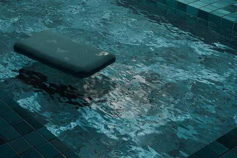 3d render of blue raft floating in clear pool 스톡 일러스트
