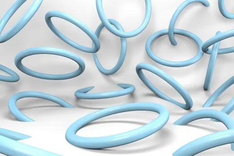 3d render blue rings torus on a white background. Abstract geometric shapes. Stock Photos