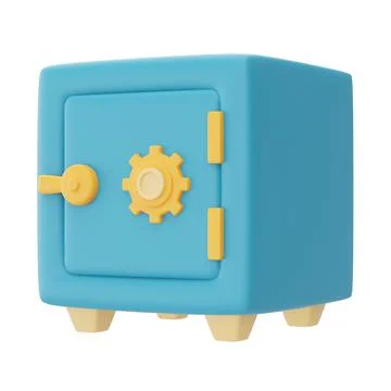 3d render of blue safe box isolated on light background,money saving concept, Stock Illustration