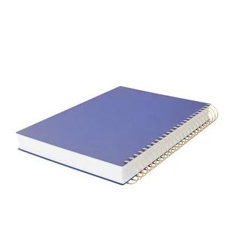 3D render of a blue spiral notebook on a white background Stock Photos