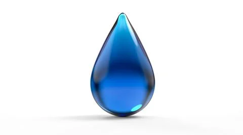 3d render blue water drop on white isolated background. Stock image. Stock Illustration