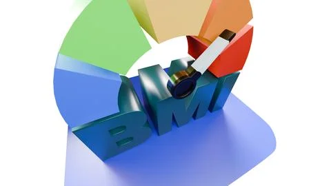 3D render of BMI chart with colorful gauge isolated on white Stock Illustration