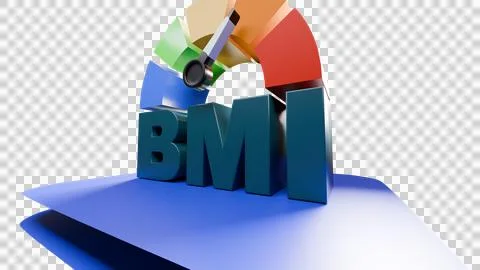 3D render of BMI chart with colorful gauge transparent background Stock Illustration