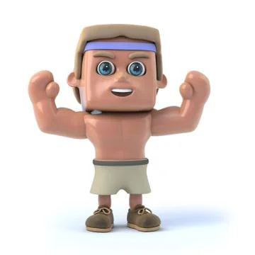 3d render of a bodybuilder raising his arms in the air. Stockillustratie