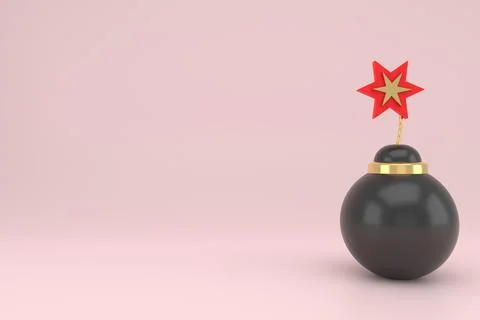 3D render bomb icon. 3D rendering bomb icon with copy space. Stock Illustration