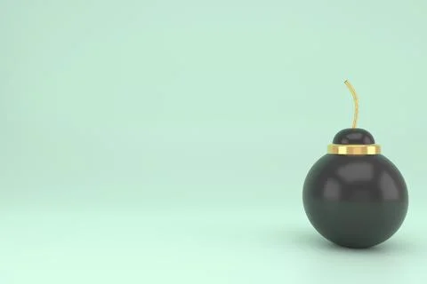 3D render bomb icon. 3D rendering bomb icon with copy space. Stock Illustration