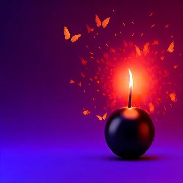 3d render of a bomb with lit wick exploding into butterflies Stock Illustration