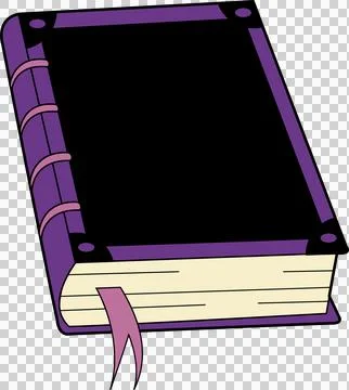 3D render book is floating on transparent background, showing purple cover, pink Stock Illustration