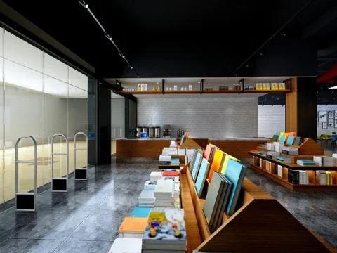 3d render of book store Illustrazione stock