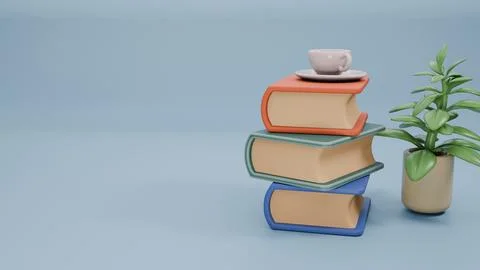 3d render of books on floor Book day concept. 스톡 일러스트