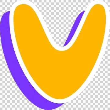 3D render boomerang shape is floating on transparent background with yellow face 스톡 일러스트