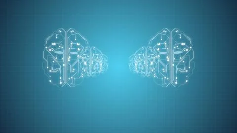 3D render brain animation, deep learning modern computer technologies. Illustrazione stock