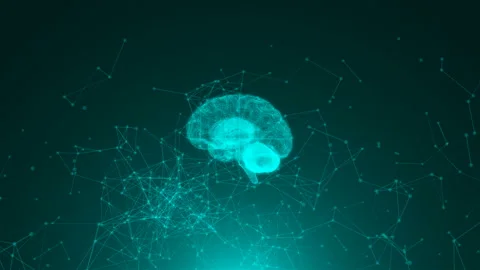3d render of brain on background with many connection dots, concept for science Stock Footage 102206309