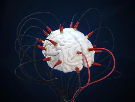 3D render a brain connected to a network 스톡 일러스트