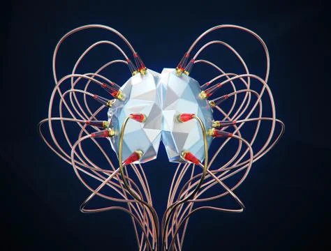 3D render a brain connected to a network 스톡 일러스트