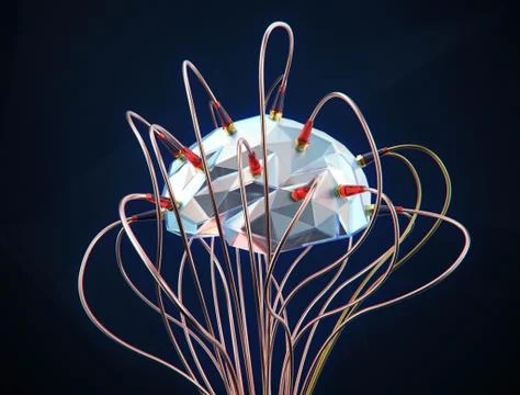 3D render a brain connected to a network 스톡 일러스트