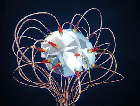 3D render a brain connected to a network 스톡 일러스트