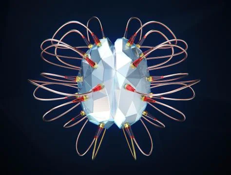 3D render a brain connected to a network 스톡 일러스트