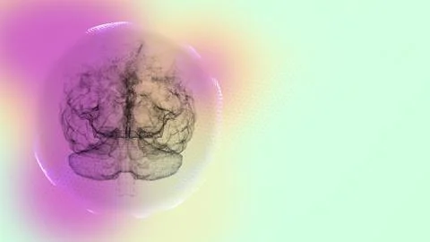 3d render of brain creating new ideas inside a transparent bubble over colorful Stock Illustration