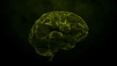 3d render of brain with damage zones. Infection or another reason of brain da Stockillustratie