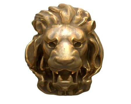 3D render of brass Lion head isolated on white background Stock Illustration