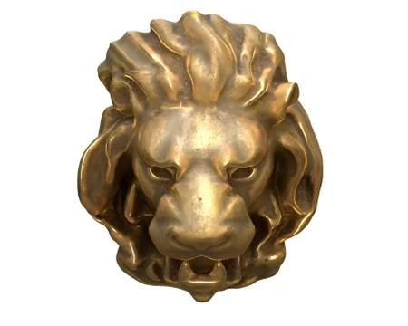 3D render of brass Lion head isolated on white background Stock Illustration