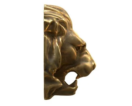 3D render of brass Lion head isolated on white background Stock Illustration