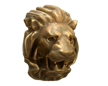 3D render of brass Lion head isolated on white Stock Illustration
