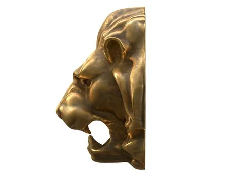 3D render of brass Lion head isolated on white background Stock Illustration