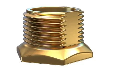 3D render of Brass Threaded Fitting on white background Stock Illustration