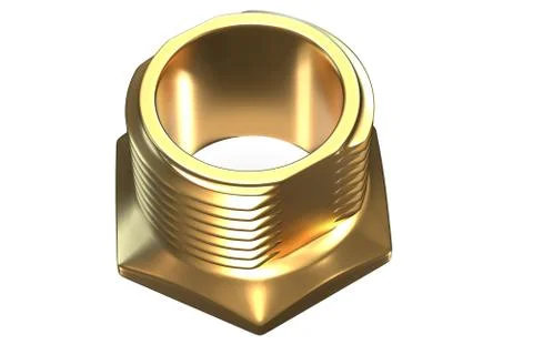 3D render of Brass Threaded Fitting on white background Stock Illustration