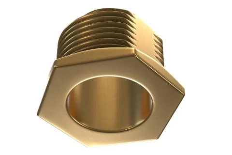 3D render of Brass Threaded Fitting on white background Stock Illustration