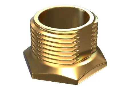 3D render of Brass Threaded Fitting on white background Stock Illustration
