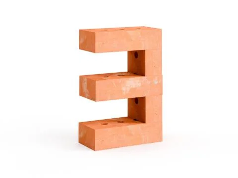 3d render brick digits CG on white background Stock Illustration