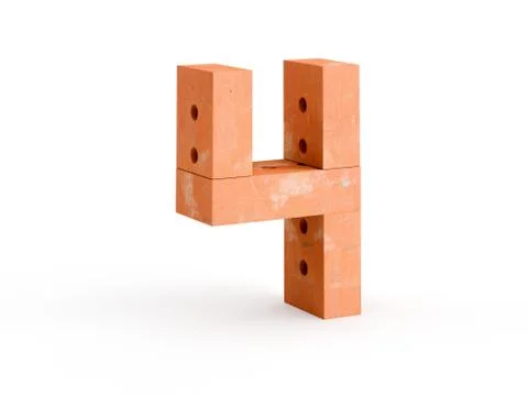 3d render brick digits CG on white background Stock Illustration